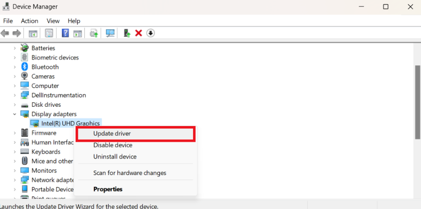 Intel (R) UHF Graphics Search Automatically for Drivers