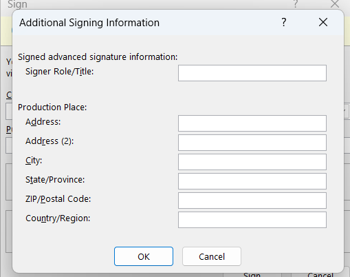 Details: Click the Details button to enter additional details, such as your Role/Title and Production Place.
