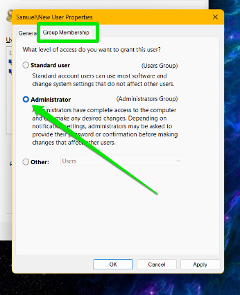 New User Group Membership