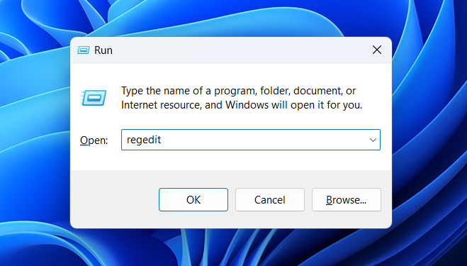 Open the Registry Editor using the Run dialog (<code>Win + R</code>) and enter regedit