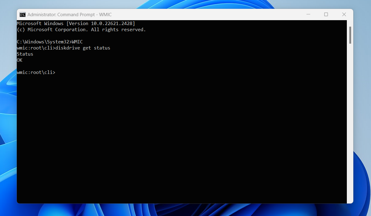 If the Command Prompt shows OK, your drive is healthy. However, if it shows Pred Fail, it’s time to back up your drive