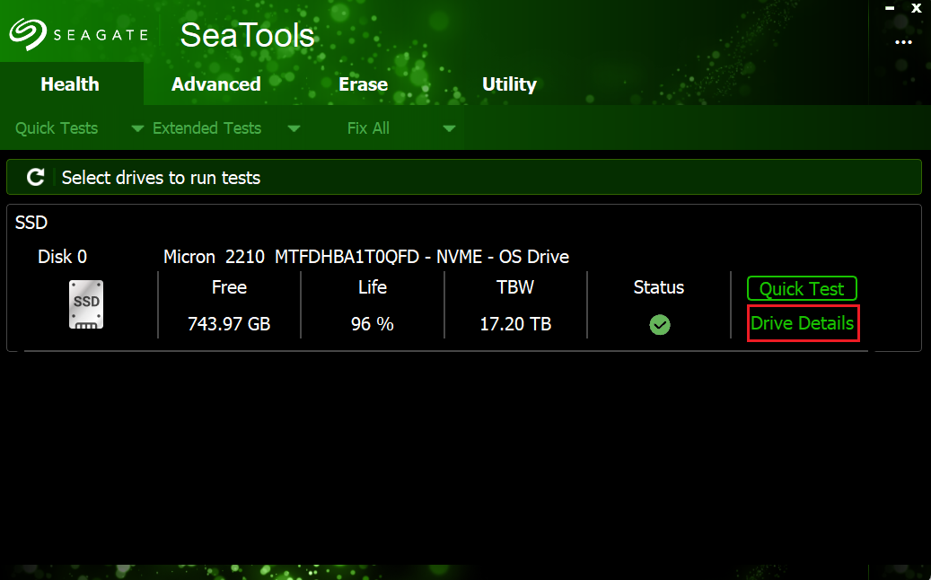 Click Drive Details on the right