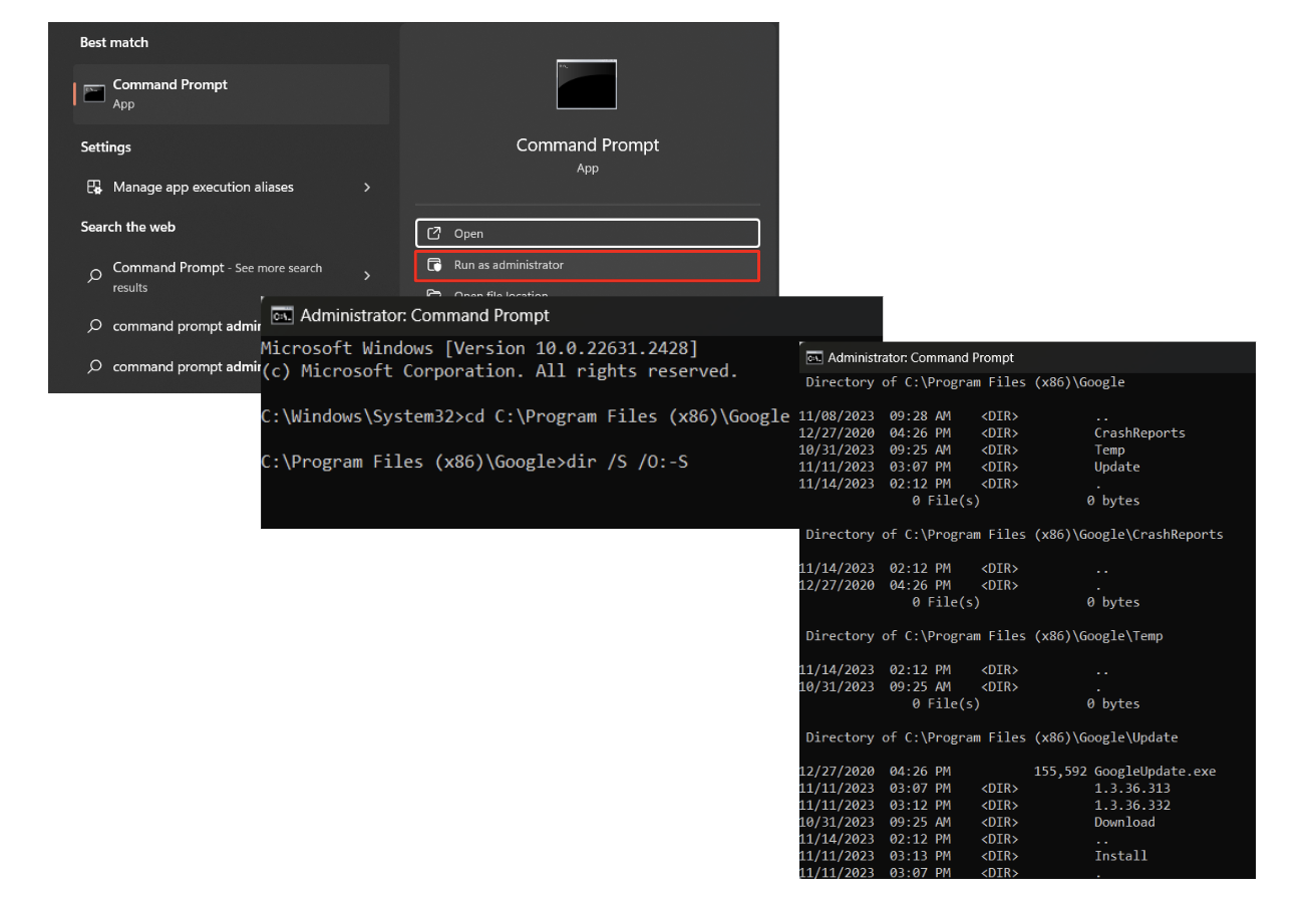 コマンドプロンプトを使用して大きなフォルダーを削除する