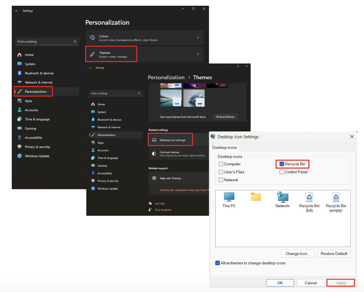 Come rimuovere il Cestino dal desktop su Windows 11: