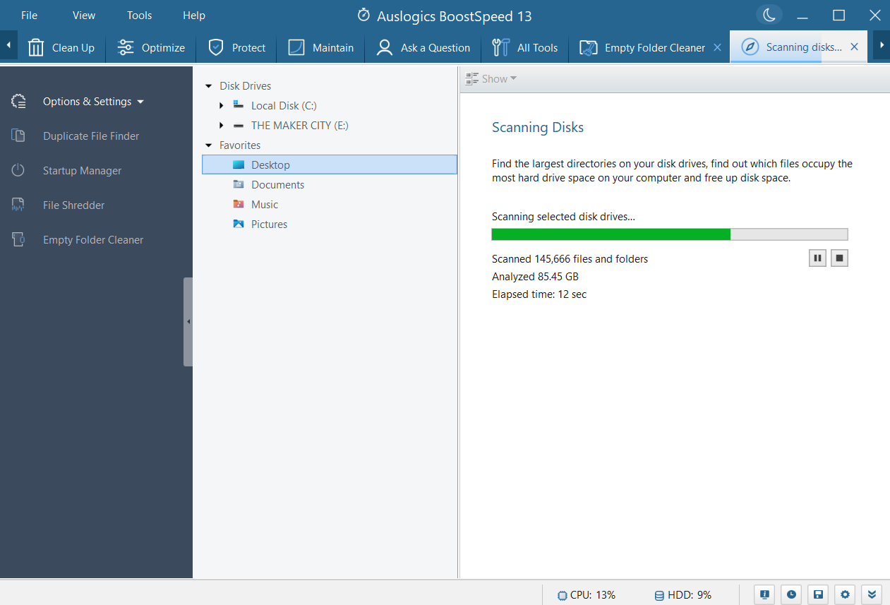 Get rid of large files with Auslogics BoostSpeed