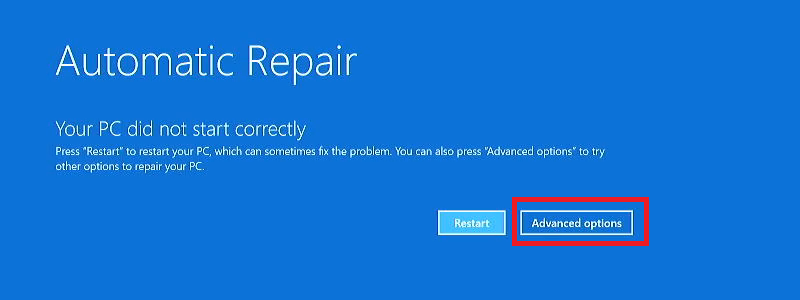 Next, click on Advanced options