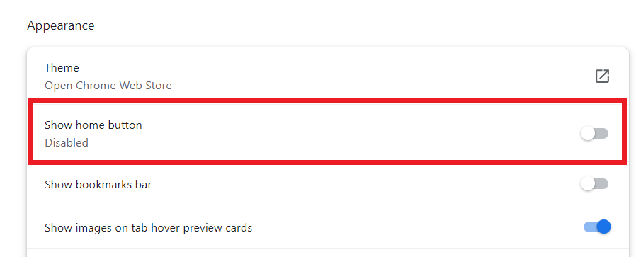 Show home button disabled