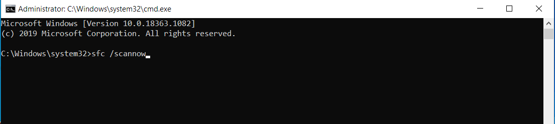 Type in sfc/scannow