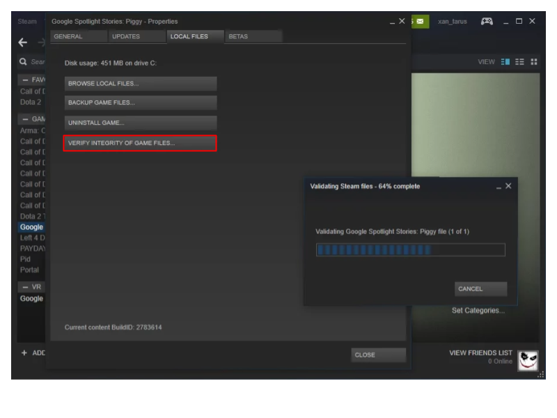Select <em>Verify integrity of game files…</em>