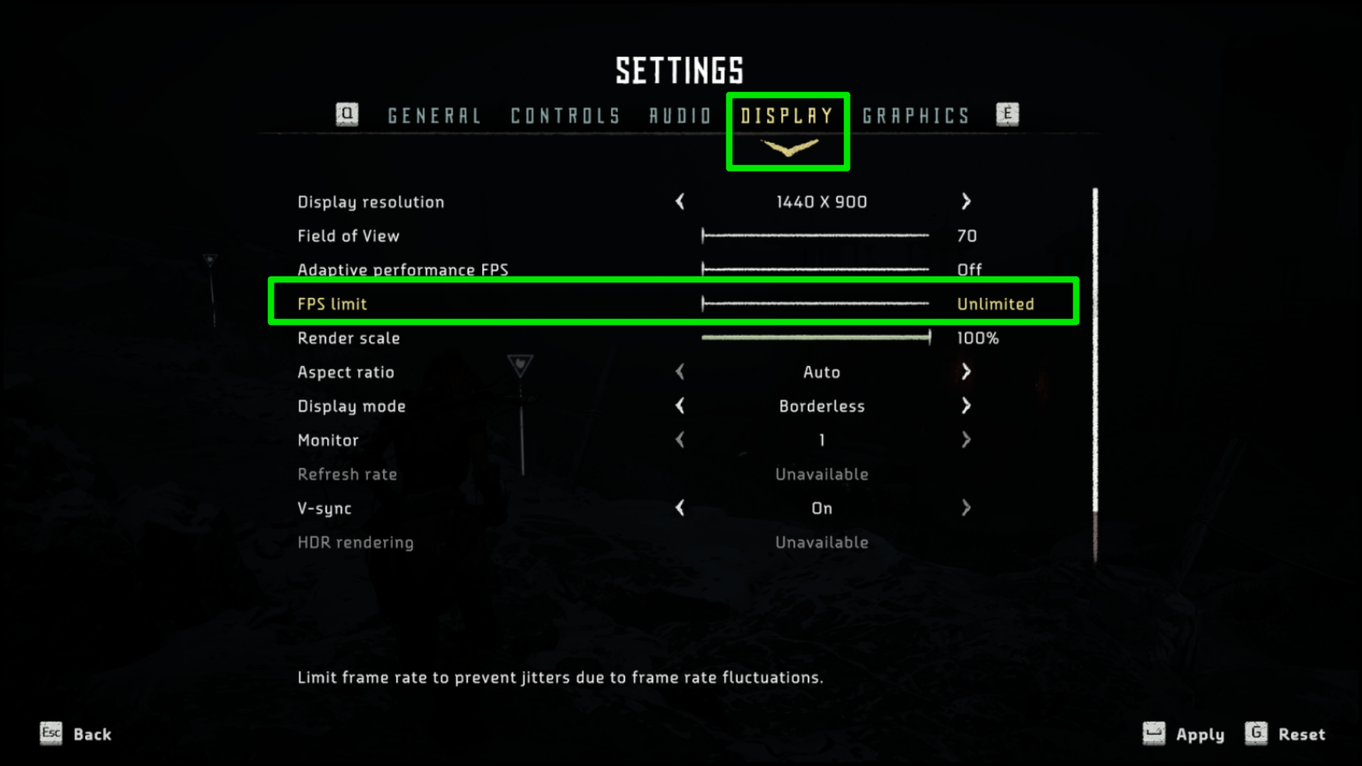 FPS Limit Horizon Zero Dawn