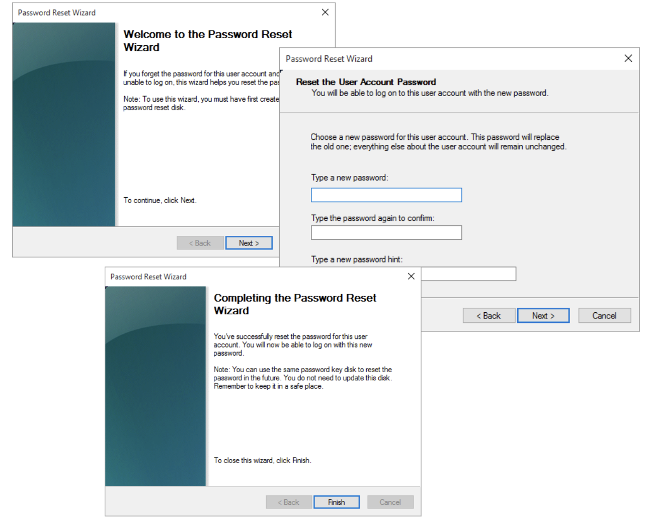 การปลดล็อคคอมพิวเตอร์ด้วยดิสก์รีเซ็ตรหัสผ่าน