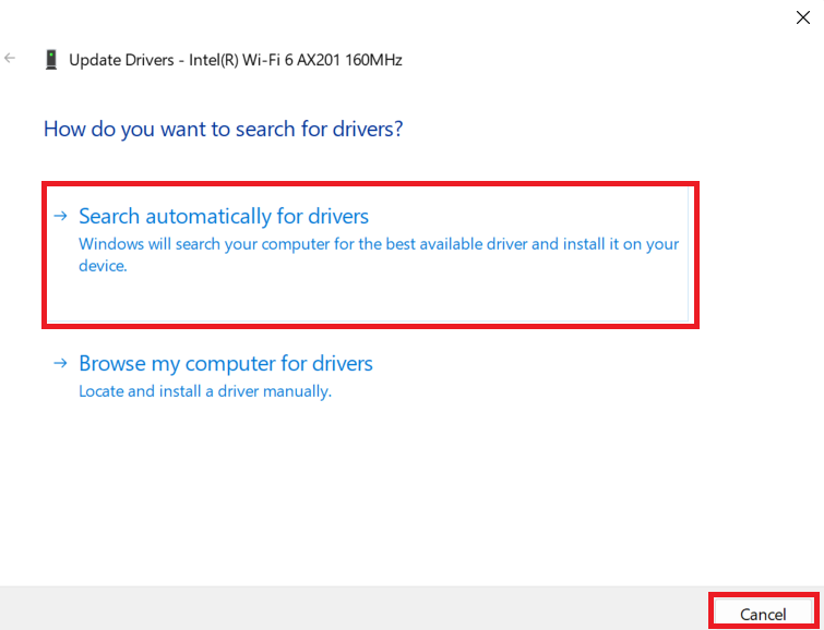Search automatically for drivers