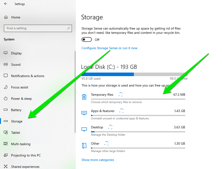 Next, select Temporary files.