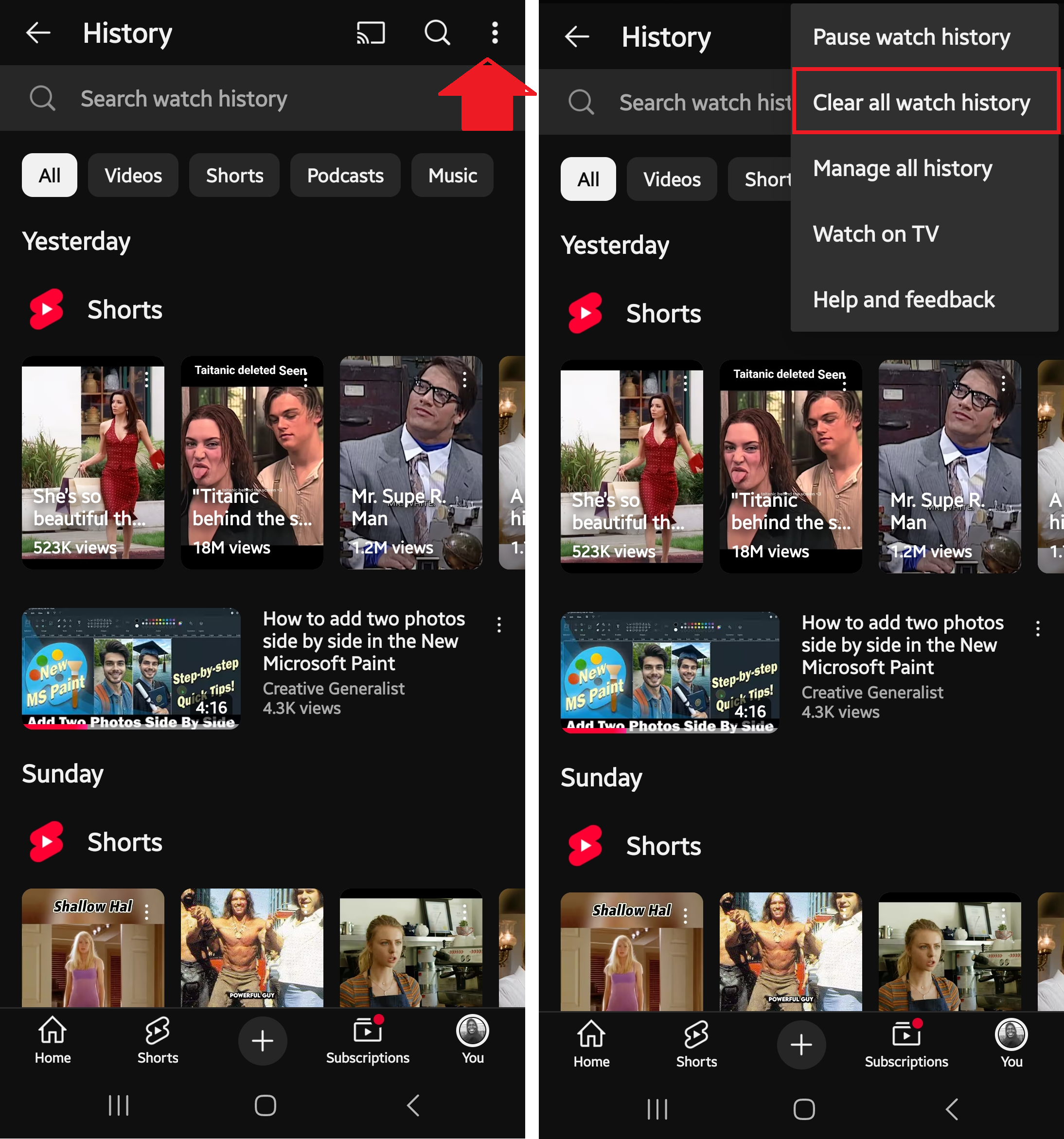 tap Clear all watch history