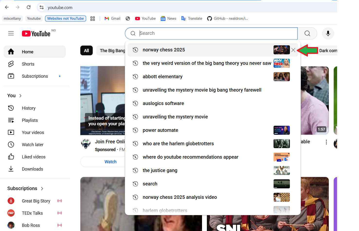 Hover over a suggestion and click the ✖️ icon to the right to delete it