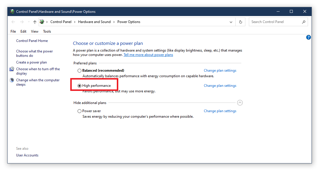 Go for High performance mode in your Power Options