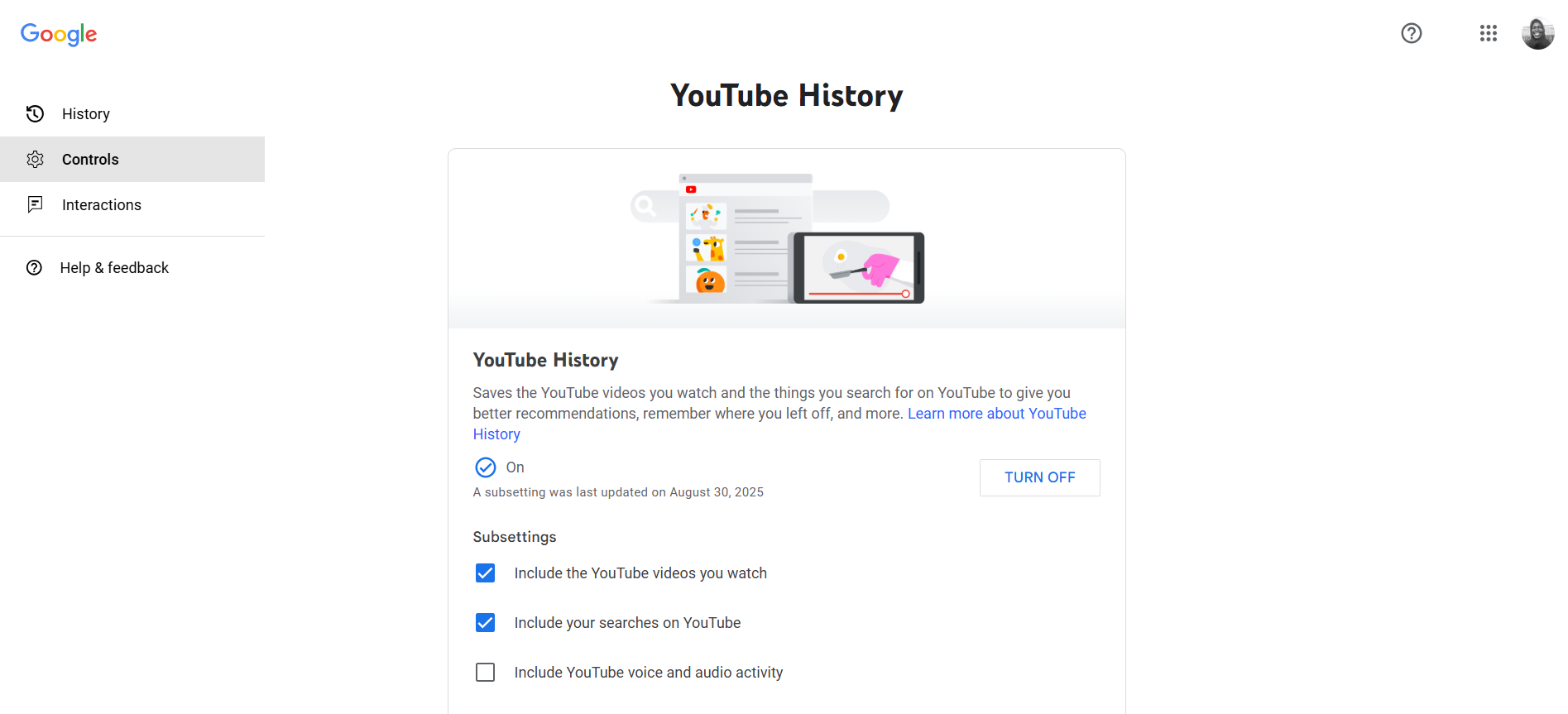 Click the TURN OFF button