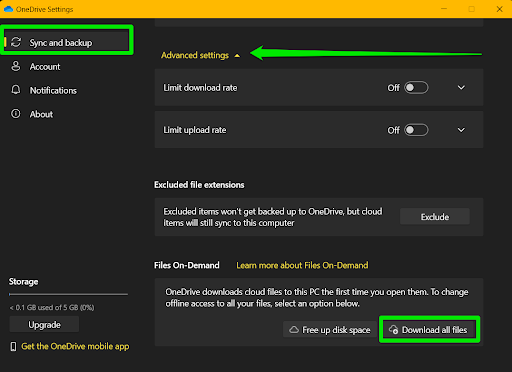 Expand Advanced Settings
