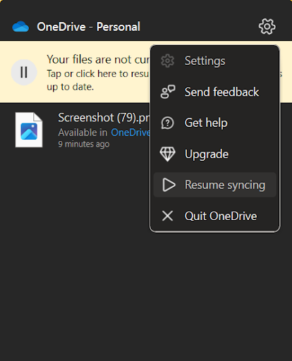 OneDrive Personal Resume Syncing