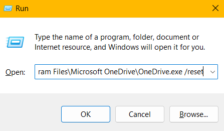 Run reset OneDrive