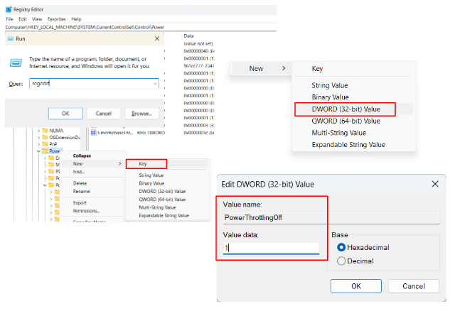 Disable power throttling via Registry