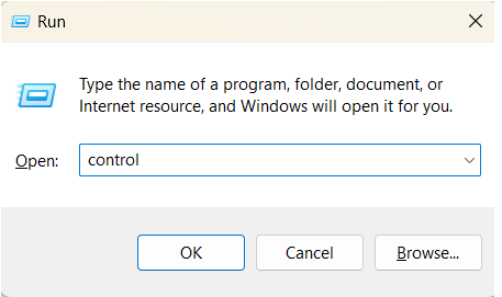 Type in control and press Enter