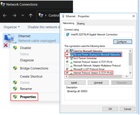 Click Network properties