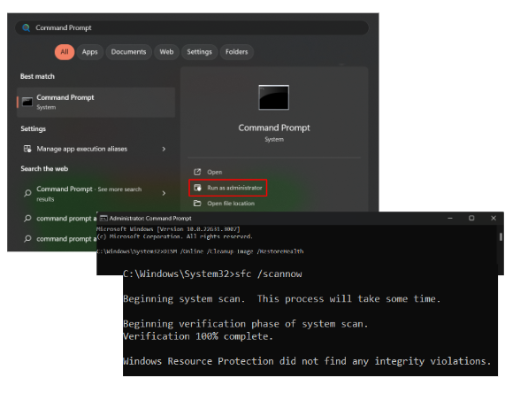 Type in sfc/scannow