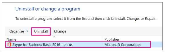 Click the Uninstall button