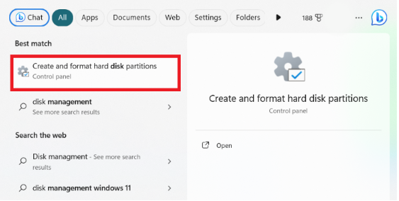 Click “Create and format hard disk partitions