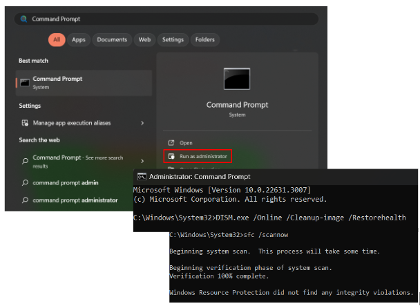 Command Prompt RestoreHealth