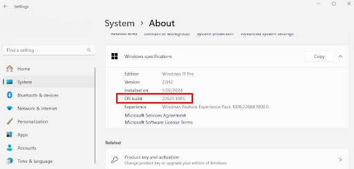 System about OS Build