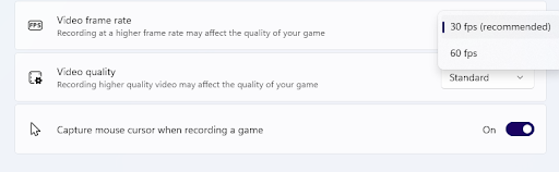 Recording preferences max recording length