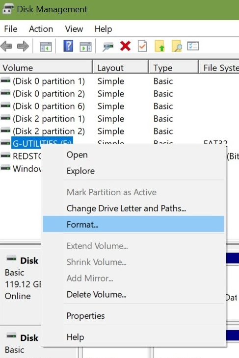 Right-click on the drive and click <i>Format</i>