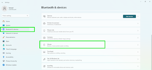 Select Bluetooth and devices