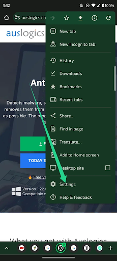 Tap the three dots in the top-right corner and select Settings