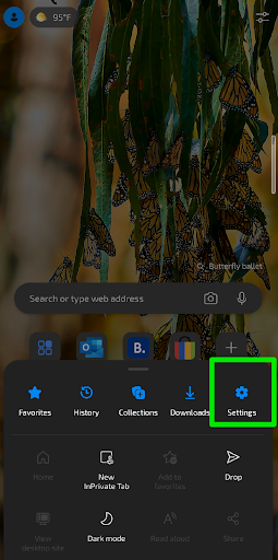 Tap the three lines in the bottom-right corner and select Settings