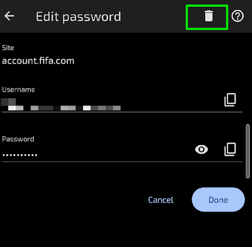 Once the Password Manager window opens, scroll down to the Passwords section to see sites with saved passwords