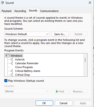 Sound themes on Windows