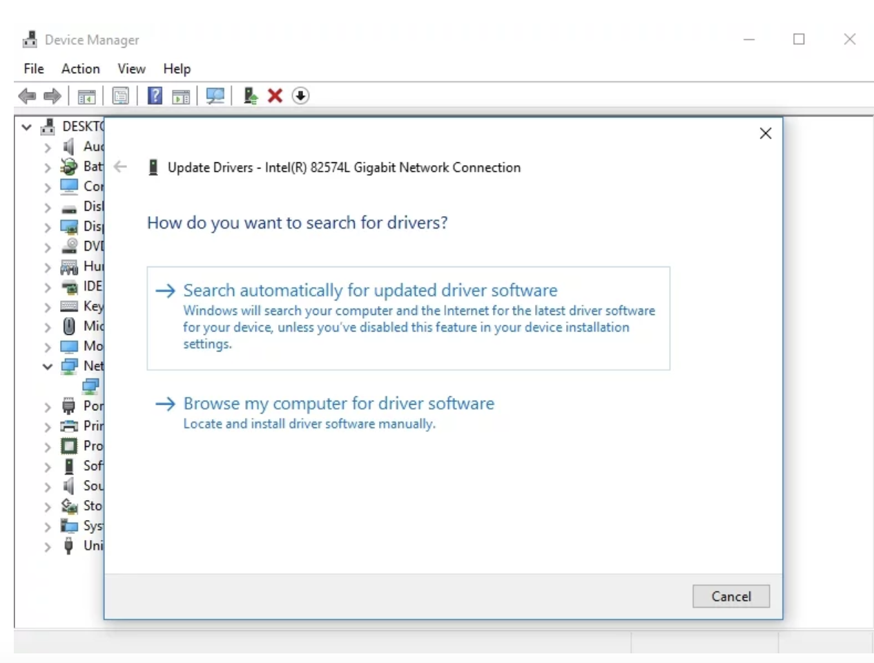 Select “Search automatically for updated driver software