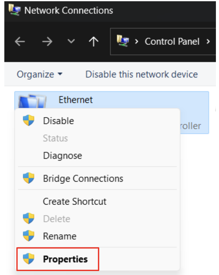 click on the “Change adapter settings” link