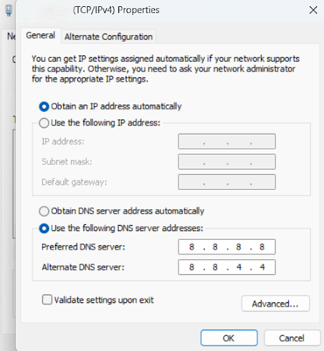 Select<em> Internet Protocol Version 4 (TCP/IPv4)</em> and enter its properties