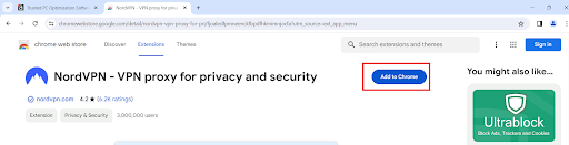 Add VPN extension to Chrome