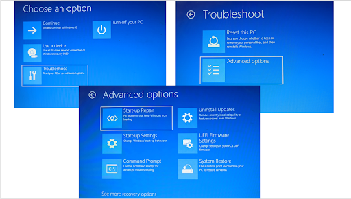 Advanced options startup repair