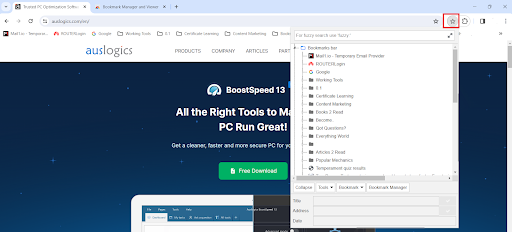 Chrome manage bookmarks