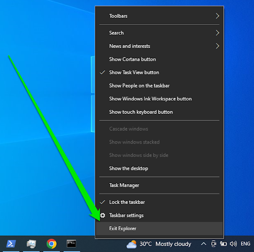 Exit Explorer Windows 10