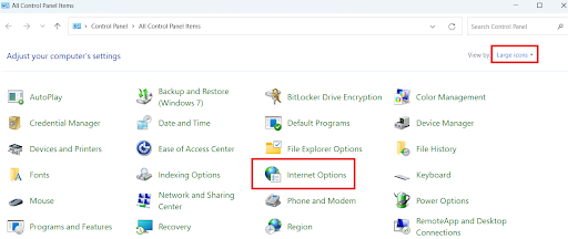 Click Internet Options