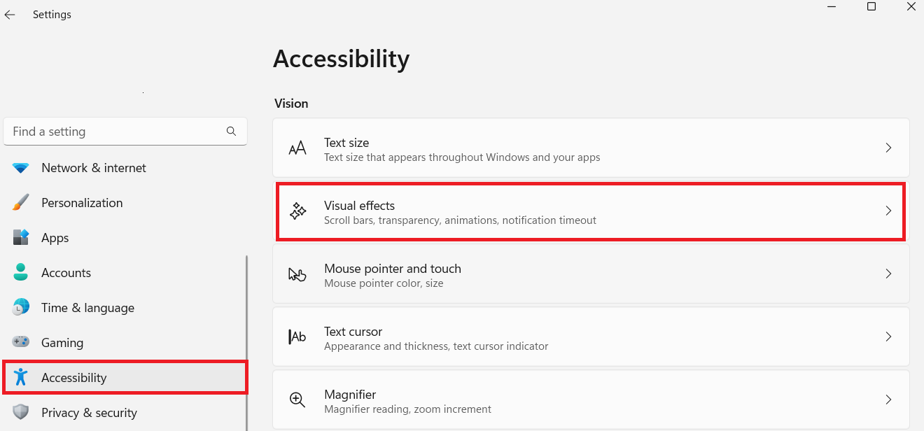 Select Visual effects
