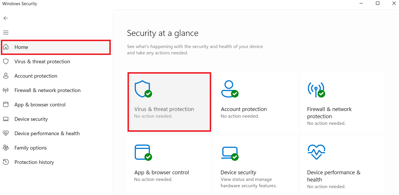 Click on Virus & threat protection