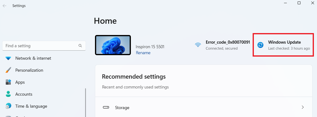 Select Windows Update